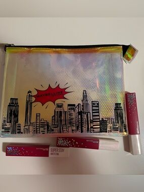 3 New Maybelline Matte Ink 390 Life of The Party & Maybelline Makeup Bag